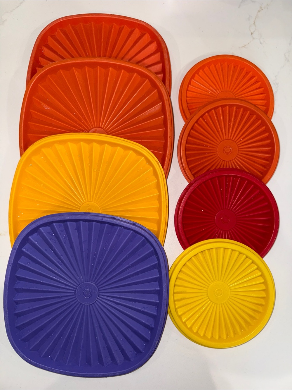 Vintage Tupperware 839 and 912 Starburst Servalier lids - sold as set